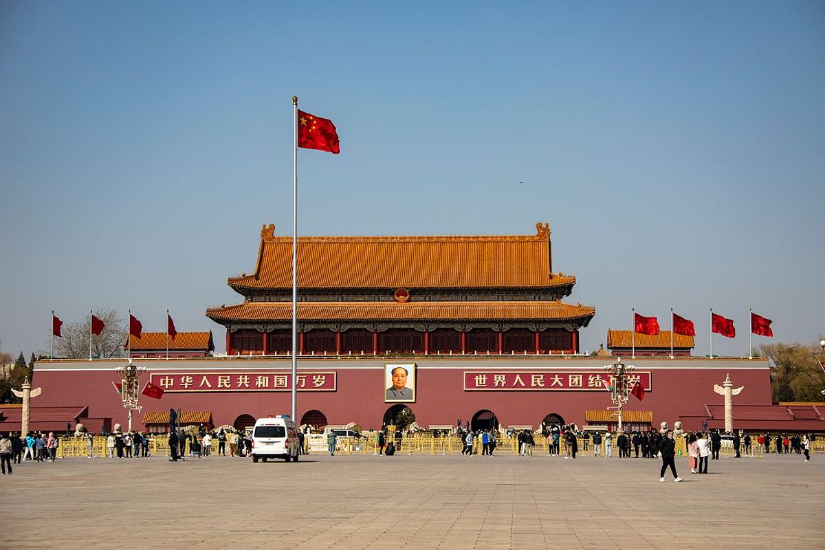 Chinese national flags flutter at Tian'anmen Square